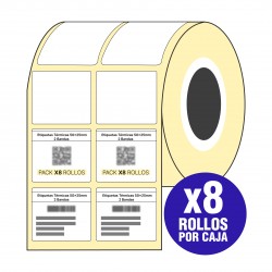 Pack x8 Rollos Etiquetas Térmicas 50x25mm 2 Banda Buje Chico